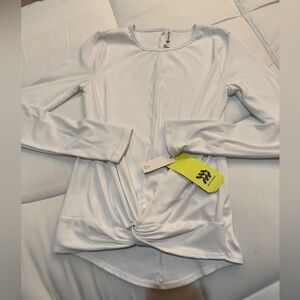 All in motion White Long sleeved Tee with Knot Detail NWT Size Small